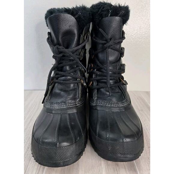 Sorel Manitou Brown Snow Sherpa Fur Lined Lace Up Waterproof Boots Womens Size 7 - Picture 1 of 11